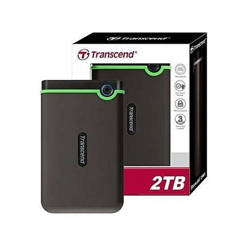 Transcend 2TB USB 3.1 Military Drop Tested External Hard Drive With 3 Layer Protection- Black,Green