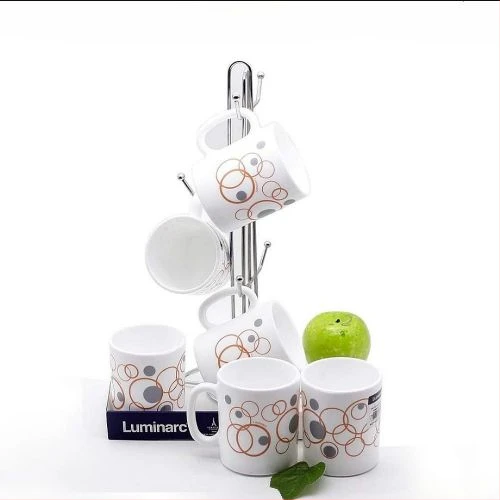 Luminarc 6 Pieces Of Circled Tea Coffee Mug Cups - White