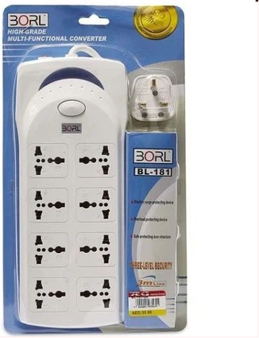 Borl High Grade 8 Ways Heavy Duty Extension Socket - White