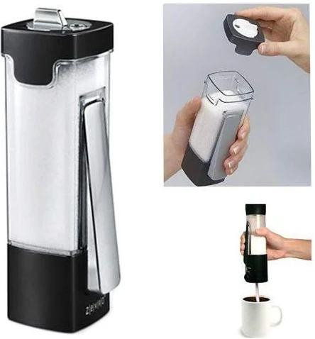 Portion Pro Kitchen Table Dash Salt Sugar Spice Spoon Dispenser -Black