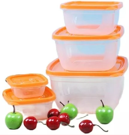 5 Pc Square Airtight Food Storage Containers Tins With Lids - Multi-Colours