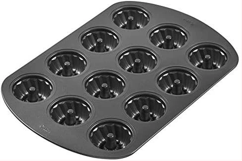 Non-Stick Mini Fluted Tube Pan, 12-Cavity, Steel Mini Cake Pan - Black