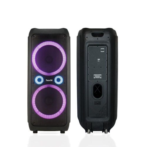 Saachi Professional Outdoor Speaker ( 2) Bluetooth/TWS/FM/LED Bundle With Wireless Mic