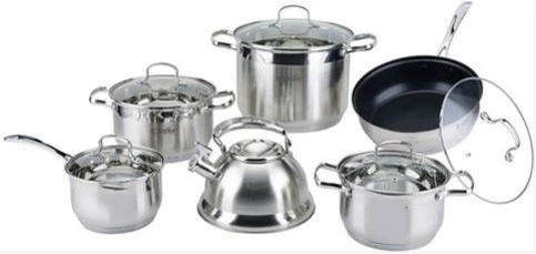 12 Piece Stainless Steel Kettle And Pots Saucepans Cookware-Silver
