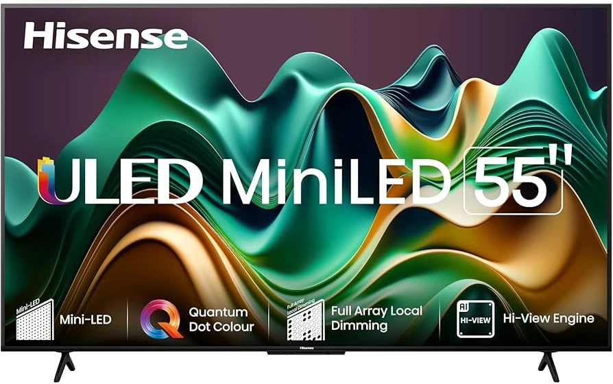 Hisense 55 Inch ULED Quantum Dot UHD Smart 4K TV, U6 Pro, Dolby Vision IQ, Game Mode pro, HDR Adaptive, Dolby Atmos, Bluetooth, HDMI, USB - Black