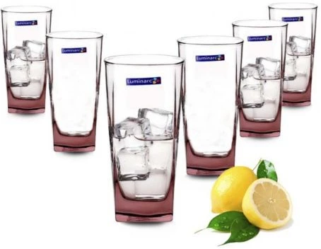 Luminarc 6 Piece Of Water Juice Glasses Cups Drinkware -Purple