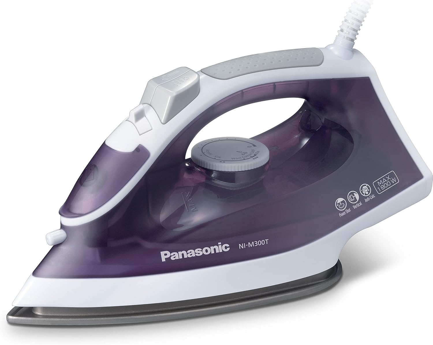 Panasonic Steam Iron, NI-M300TVTH, 1800W, Spray, Vertical 80g Power Shot - Violet