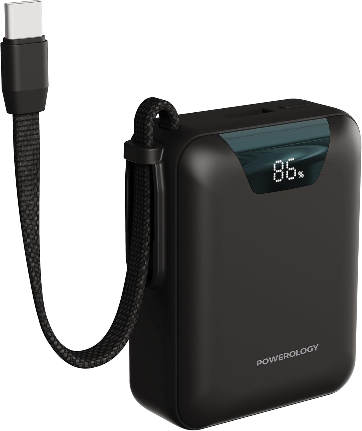 Powerology York 20000mAh Power Bank with Built-in USB-C Cable / 22.5W QC & 18W PD Fast Charger / Powerbank 20000 mAh with Digital Display / Compact Portable Charger for iPhone 16/15/14/13, S25/S24/S23