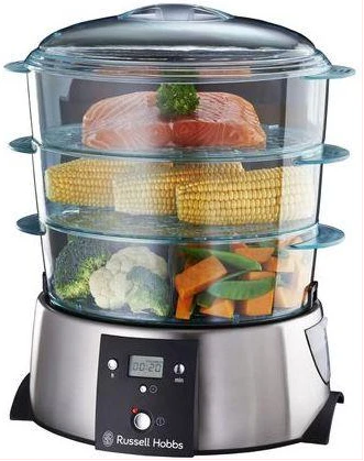 Russell Hobbs Satin Quartz Food Steamer 3 litre - White/Silver