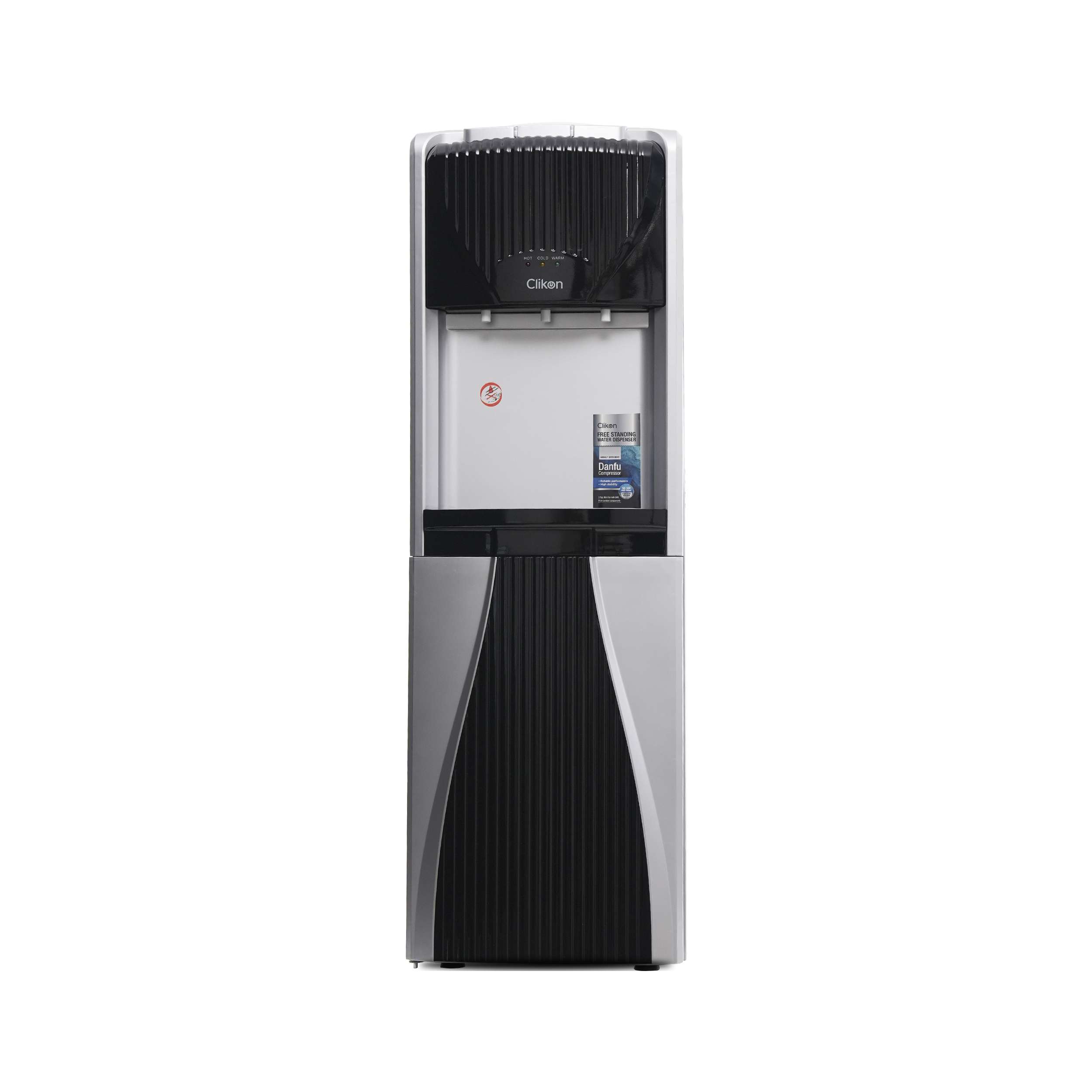 Clikon 3-Tap Water Dispenser With High-Efficiency Danfu Compressor – Hot, Cold & Normal Water ,2 Years Warranty CK4059 Black/Silver