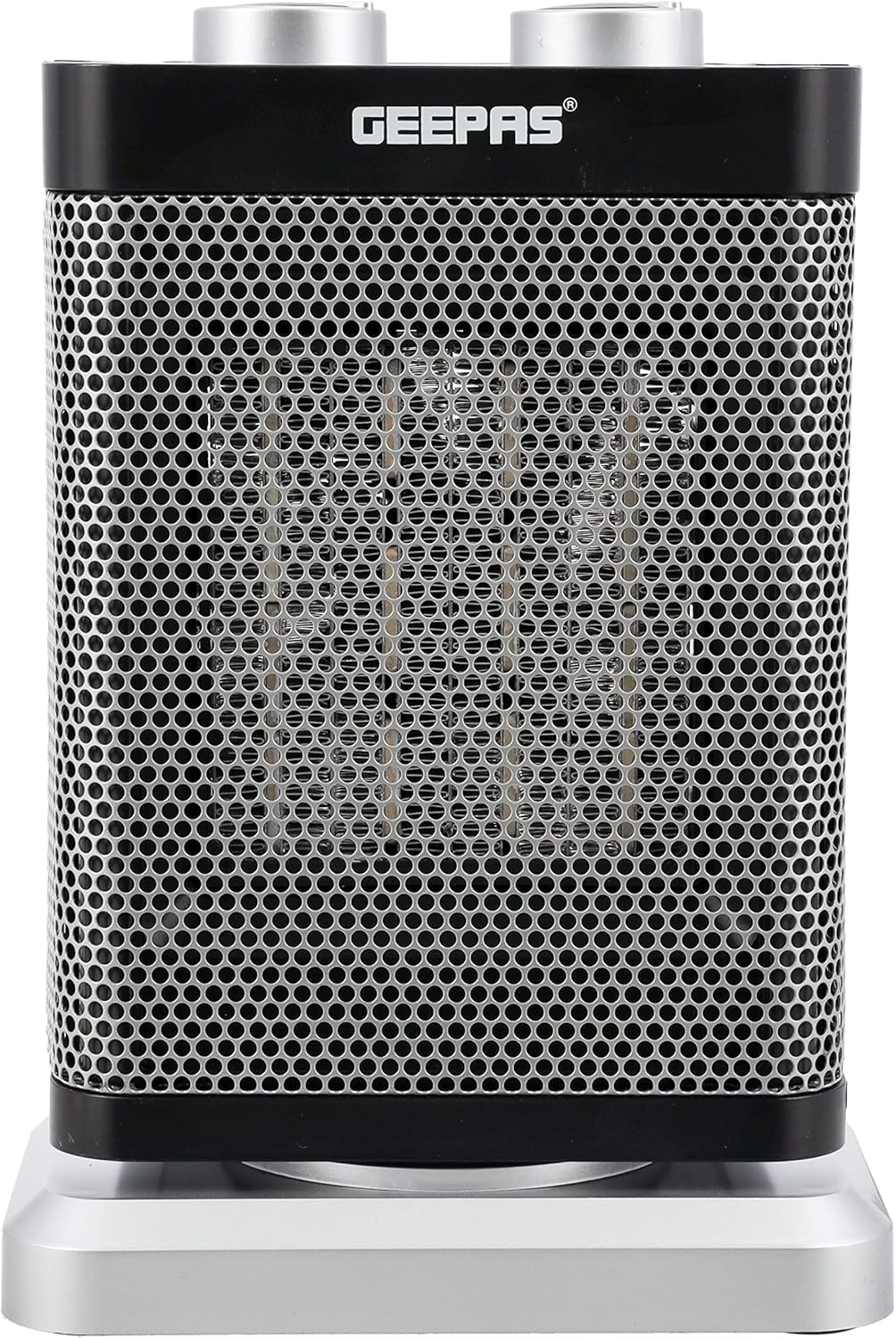 Geepas Ceramic Heater, Portable Electric Space Heater – Mini PTC Fan Heater for Desks & Tables with 2 Heat Settings 1000/1500W - Automatic Oscillation, Thermostat & Safety Cut-Off - 1500W, Silver