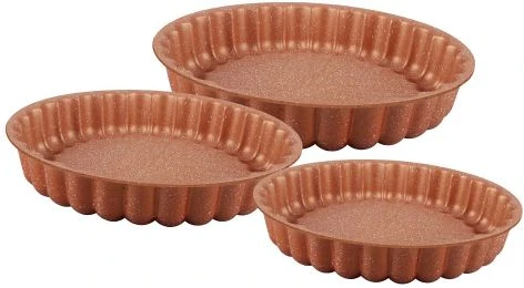 3Pc Decorative Nonstick Angel Baking Food Pie Cake Pan 28,30 & 32Cm, Copper