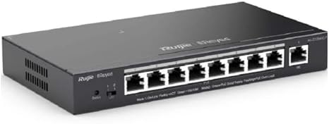 Reyee RG-ES209GC-P 9-Port GbE Smart PoE+ Switch, 8 x GbE PoE+ Ports and 1 x GbE Uplink Port, 120W PoE+ Budget (802.3at), Access Points, VoIP Phones,  IP Camera Recognition For Optimized CCTV, Lifetime