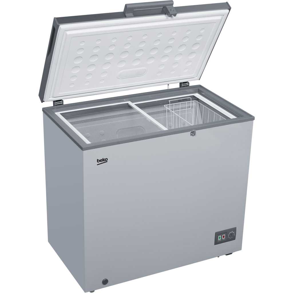 Beko 200L Chest Freezer, Single Door  w/ Sliding Glass BCF2222S UK KE - Silver