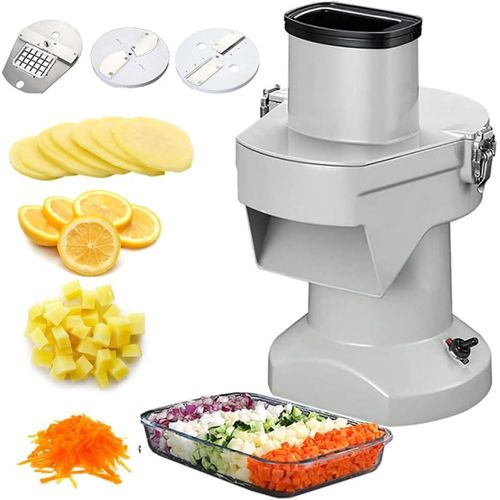 3 In 1 Automatic Commercial Stainless Steel Fruit And Vegetable Chopper, Cutter Electric Food Dicer Molds Blades Vegetable Cube Cutter, 200w Electric Vegetable Slicer With 6/8/10/13/15/22 Mm Blades, F