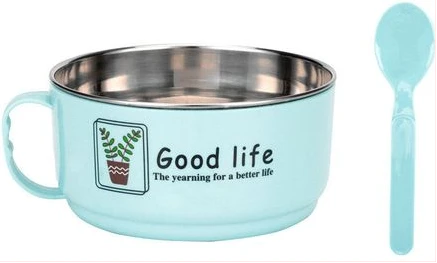 Children's Lunch Box Bowl, Double Insulated With Handles And Lid-Blue