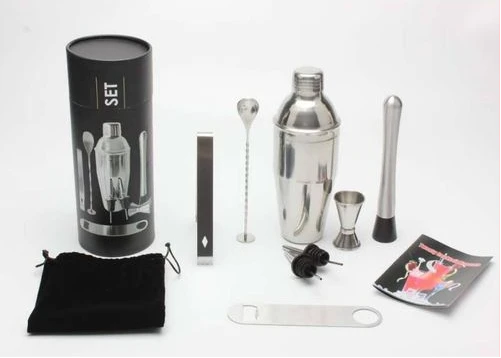 Cocktail Shaker Set, 8 Piece Bartender Drink Mixing Kit-Silver