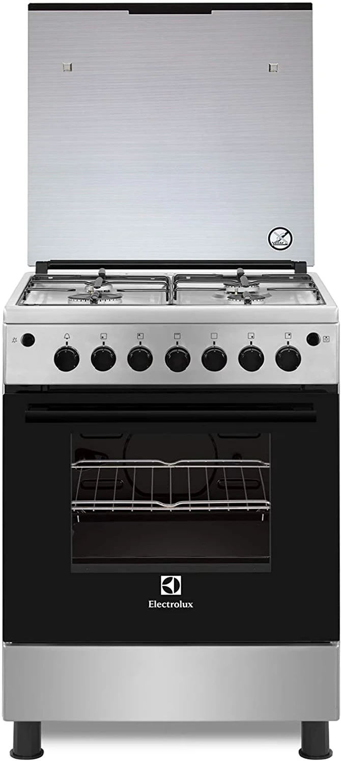 Electrolux Full Gas Cooker 60X60cm EKG6000G6Y; 4-Gas Burners, Gas Oven & Grill - Silver