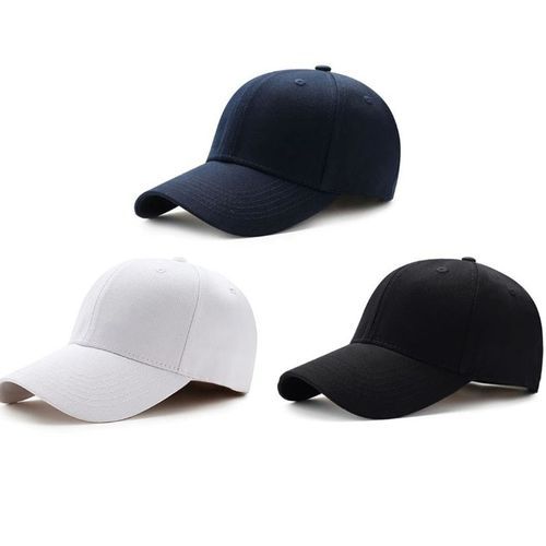 Pack of 3 Adjustable Caps - White, Black, Navy Blue
