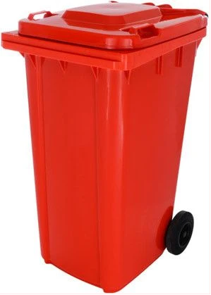 Outdoor 240L Plastic Wheel Dustbin - Standard Size Dustbin, Garbage Bin - Red