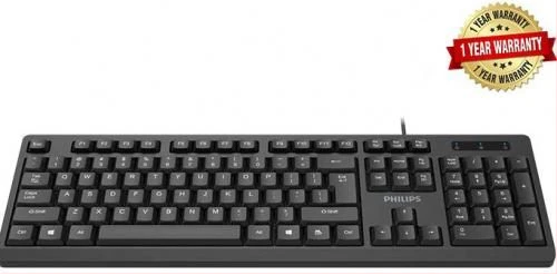 Philips Wired Quiet Keyboard SPK6234 with Number Pad-Black