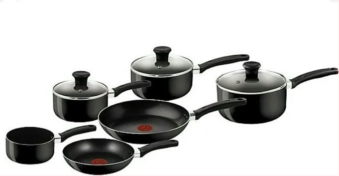 9 Piece Non-stick Saucepan Cookware Pots, Black