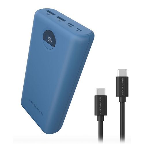 30000mAh Powerology Laptop Power Bank 45W PD & QC3 USB-C - BLUE