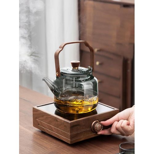1.5 Litre Craft Tea Kettle with Infuser Heat-Resistant Glass Teapot with Tea Strainer, Wood Handle Steamer Glass Teapot, Heat Retention, Tea Fourtwo, Glass Pot, Tea, Fruit Tea, Leaf Tea, Flower Tea St