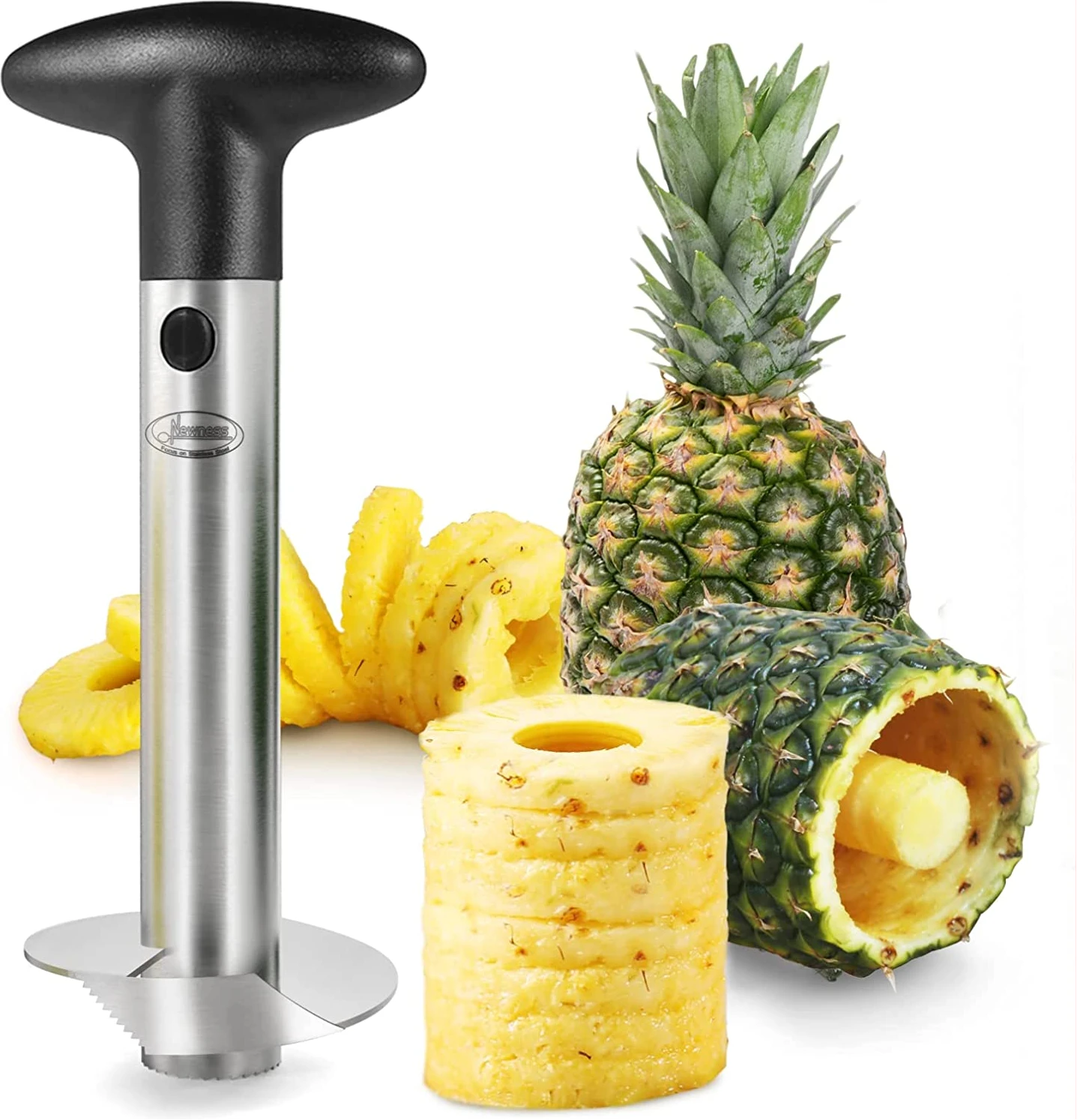 Pineapple Corer, [Upgraded, Reinforced, Thicker Blade] Newness Premium Pineapple Corer Remover (Black)