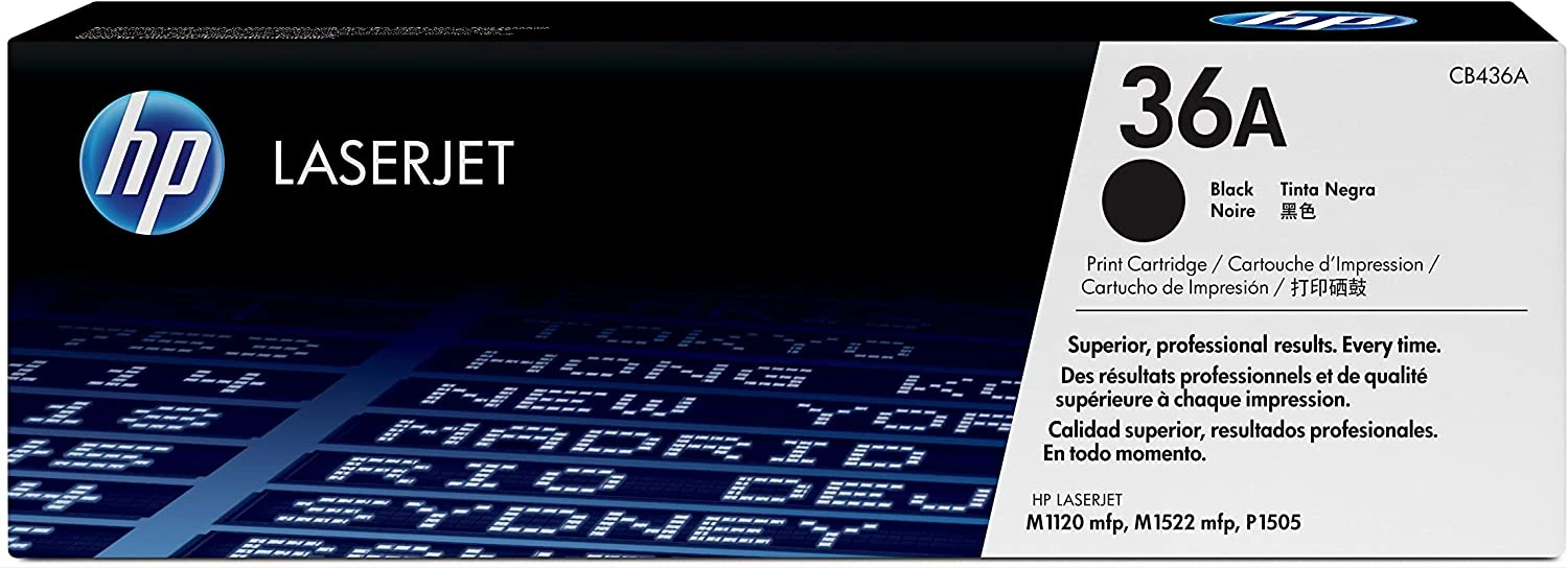 Original HP 36A Black Toner Cartridge Works with HP LaserJet M1120 MFP Series, HP LaserJet M1522 MFP Series, HP LaserJet P1505 Series CB436A