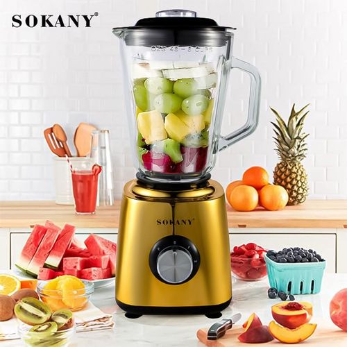 Sokany 2 IN 1 Coffee Grinder And 1.5L Glass Jar Blender 500W High Power Ergonomic Grip Design Easy And Fast Cleaning 2 Gears Multifunctional Food Processor Stainless Steel Blade Cuts Food Quickly Smoo
