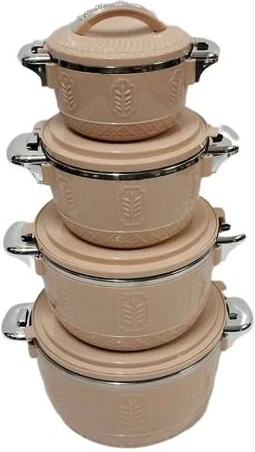 4 Pcs Self design Insulated Hot Pot Dishes Food Warmer Casseroles -Cream.
