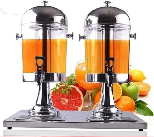 16 Litre, Double Tank Water Jug, Juice Dispenser Can- Silver