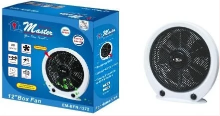 Electro Master 12" Box Fan EM-BFN-1272 White/Black