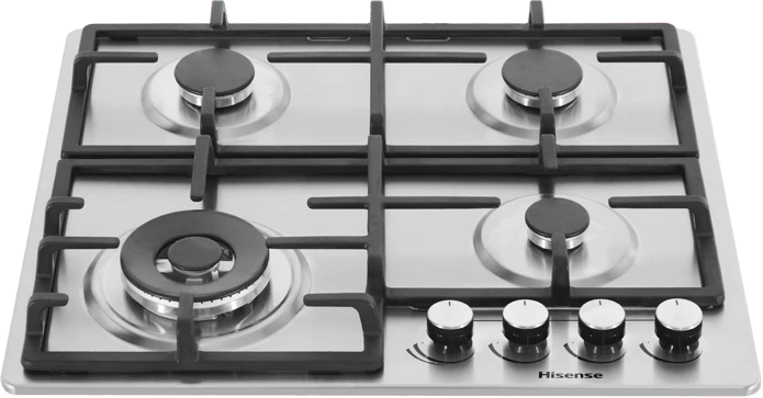 Hisense 58cm Built-In Gas Hob HHU60GAGR, 4 Gas Burners, Auto Ignition, Cast Iron Pan Supports, Gas Cooker (3YRs WRTY)