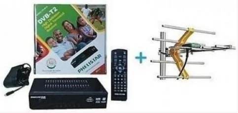 Phelistar FREE To Air TV Digital Decoder + Digital Receiver Antenna Black, Silver