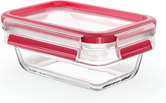 TEFAL 450 ml Rectangular Master Seal Glass Food Container, 15.8 FL.OZ. Food Preservation, Stackable, Microwave and Oven Safe up to 420°C, Leak proof, N1040510