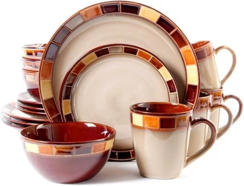 Dinner Set 16pcs of Checkered Dinner Set - Multi-color