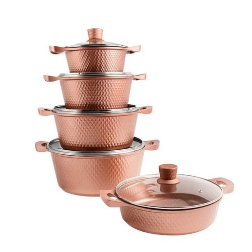 10pcs Cast Aluminum Triangle Diamond Shape Granite Nonstick Coating Casserole Cookware Sets Cooking Saucepans Pots