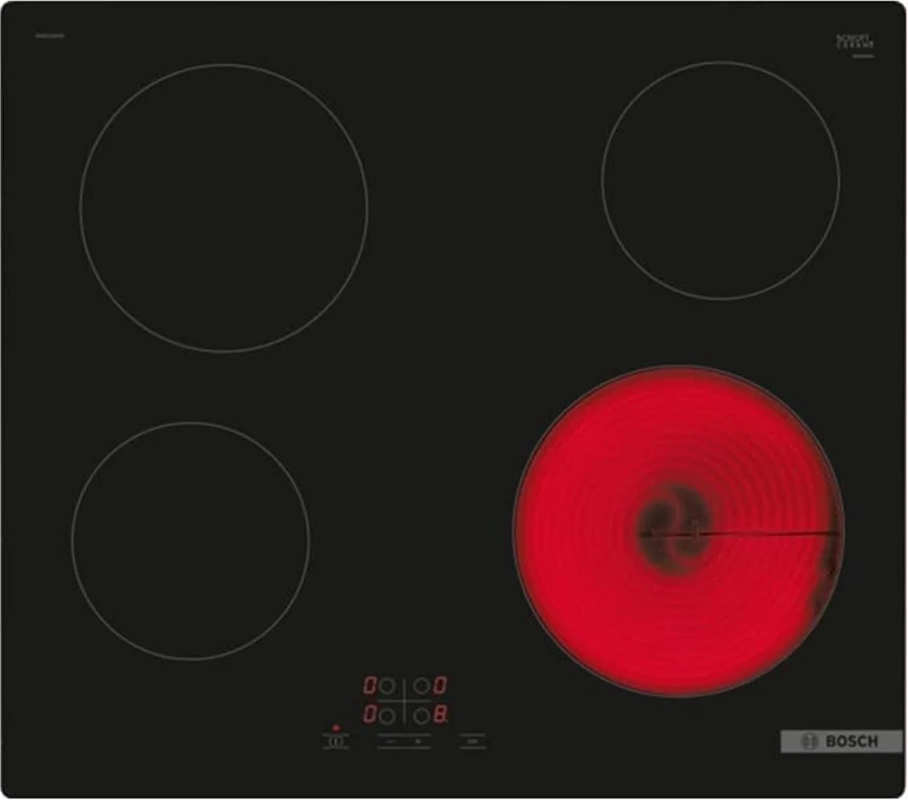 Bosch PKE611BA2E Series 4 Built-in Electric Hob, 60 cm, Ceramic w/ Touch Control, Child Lock