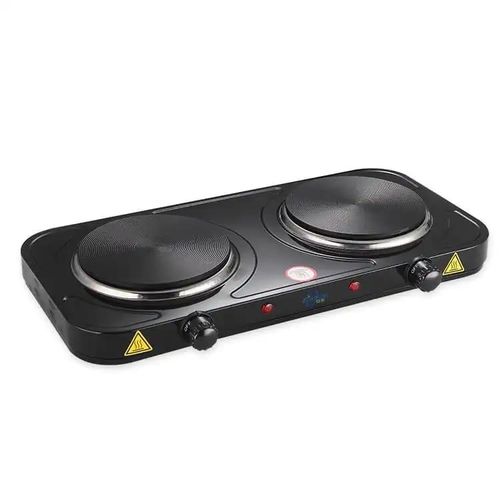 RAF Electric Ceramic Stove 1000+1000 Watts cooking hot plate with temperature control overheat protection electric cooker 2000 watts- Black