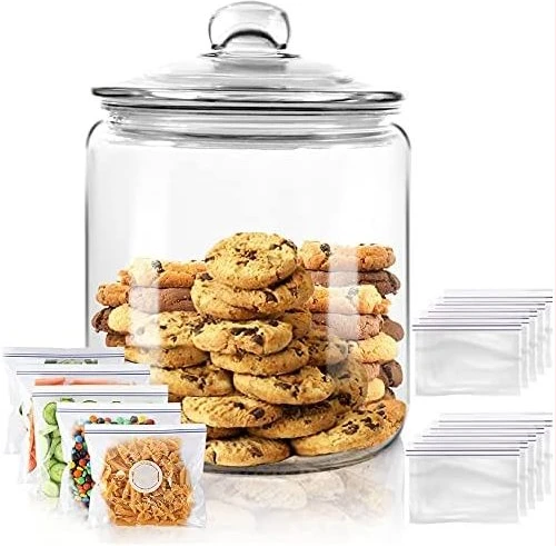 12L Airtight Glass Sweet Cookie Candy Jar Cereal Food Storage Container- Clear.
