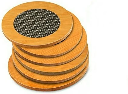 6 Piece Bamboo Mug/Glass Cover Coasters -Brown