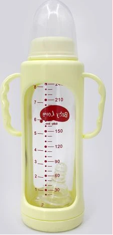 240ml Milk Glass Baby feeding Bottle - Yellow