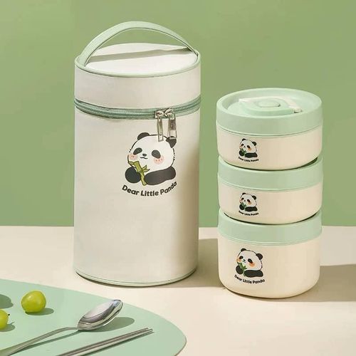 3 Piece Portable Thermal Lunch Box Kawaii Lunch Box, With Tableware And Thermal Food Container, Suitable For School, Office, Picnic And Other Scenes, Kitchen Accessories With Bag