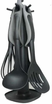 7 Piece Non Stick Kitchen Tool Cooking Utensils/ Serving Spoons Set- Black