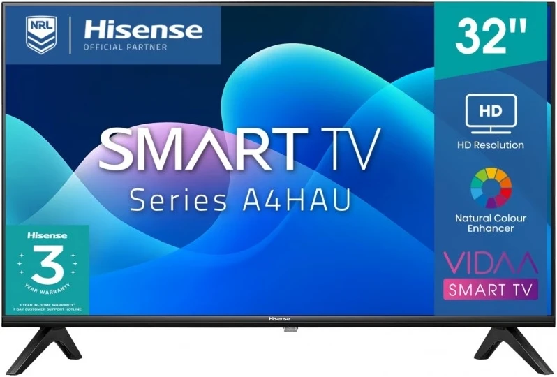 Hisense 32 Inch Smart VIDAA TV 32A4KS With Inbuilt Free To Air Decoder - Black (3YRs WRTY)