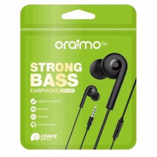 Oraimo OEP-E10 Strong Bass Earphones With Mic - Black