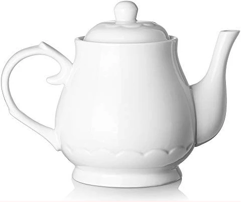 Round Ceramic Teapot, 24 Ounces - White