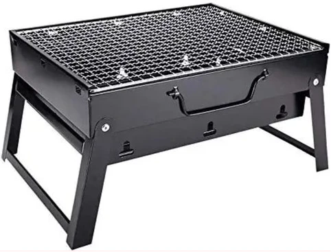 BBQ Portable & Foldable Charcoal Barbecue Grill - Black